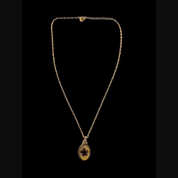 Sunstone Imports 14k Gold Plated Vintage Style Natural Pressed 1.5" Flower 20" - Picture 11 of 16